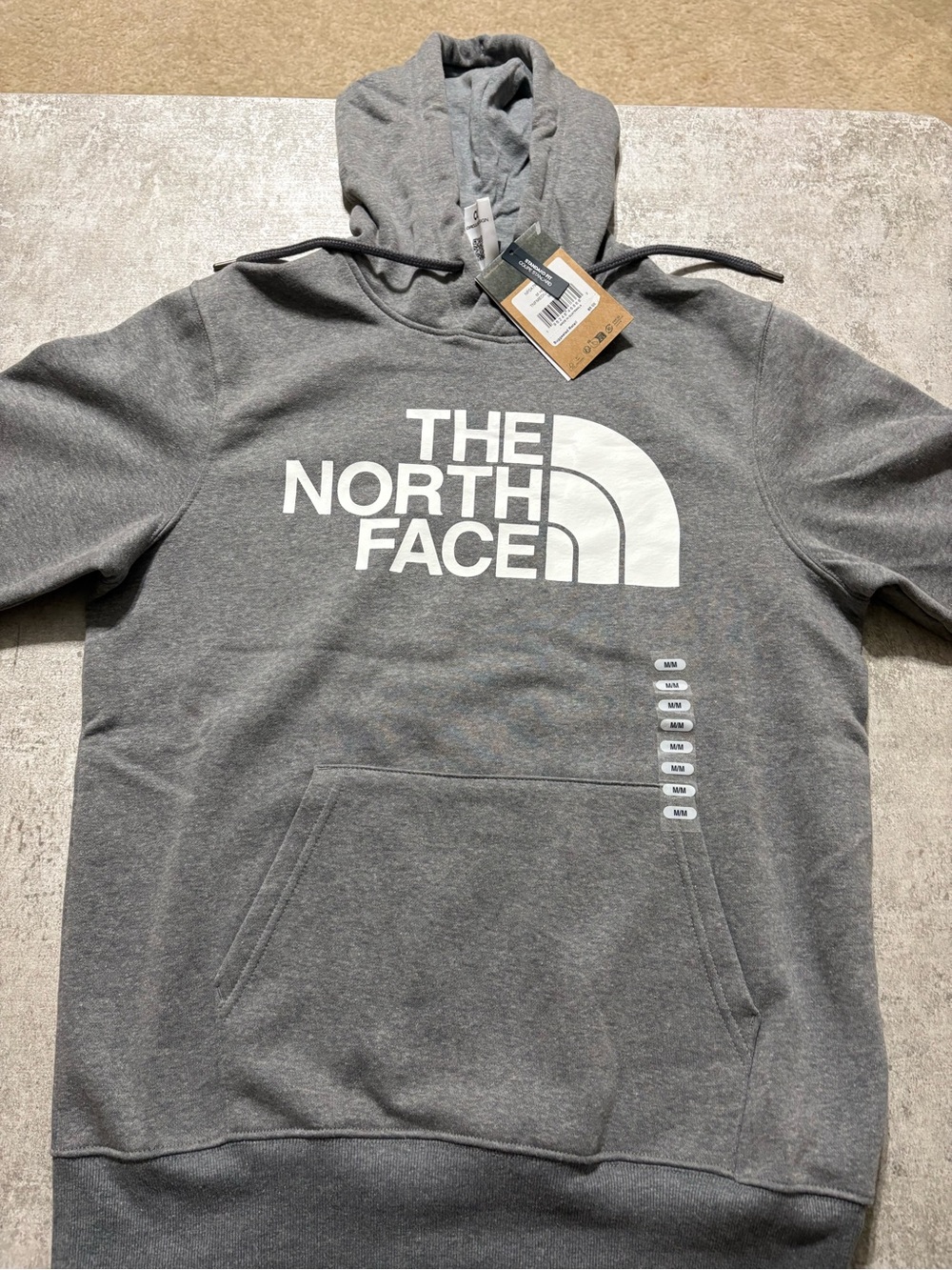 The North Face Men's Gray Crewneck Hoodie with White Logo